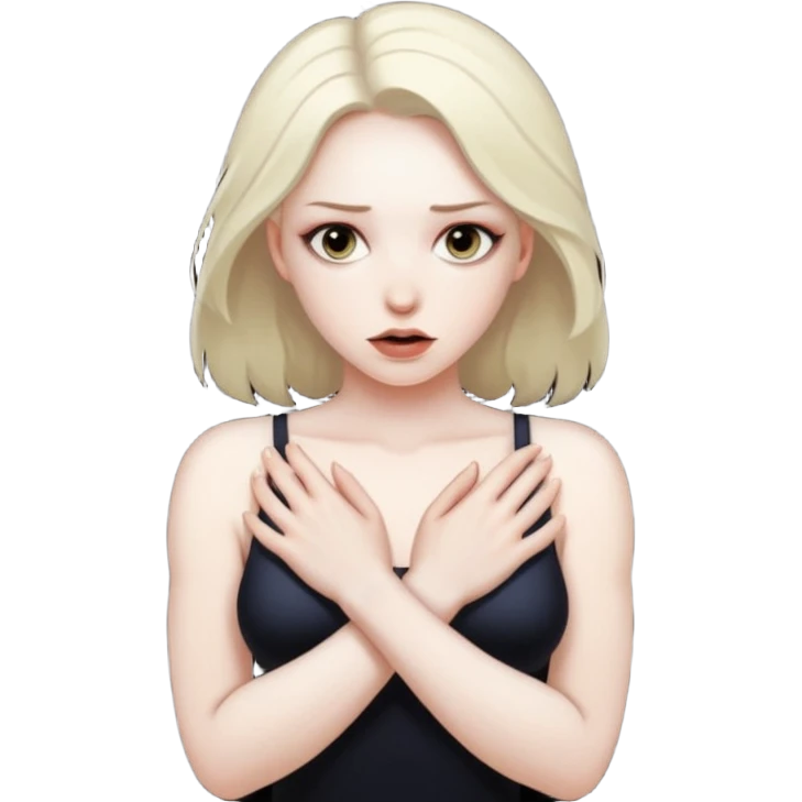 Woman holding herself in shadow, power fully awakened, erotic restraint emoji