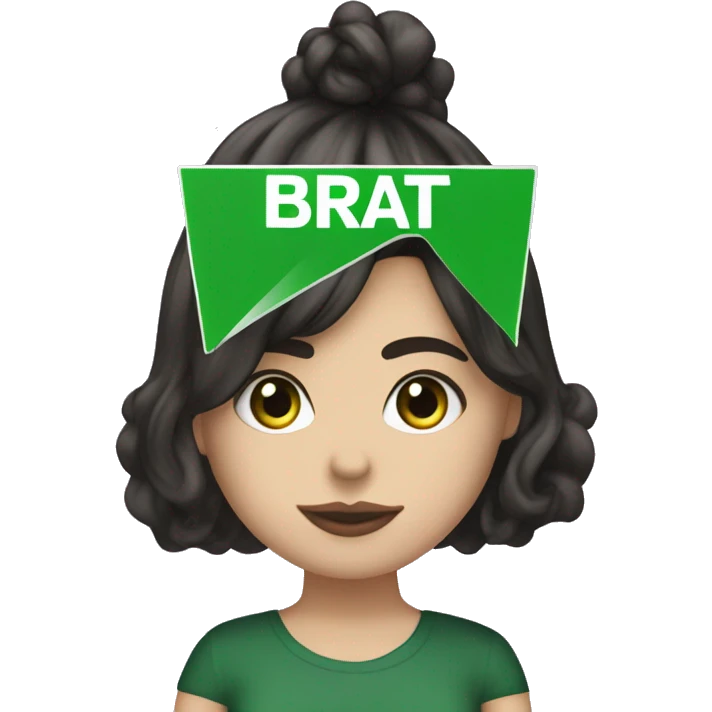 charli xcx holding a green sign that says ‘brat’ emoji