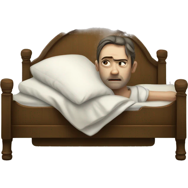 A sick man on a bed in 1870 with normal face emoji