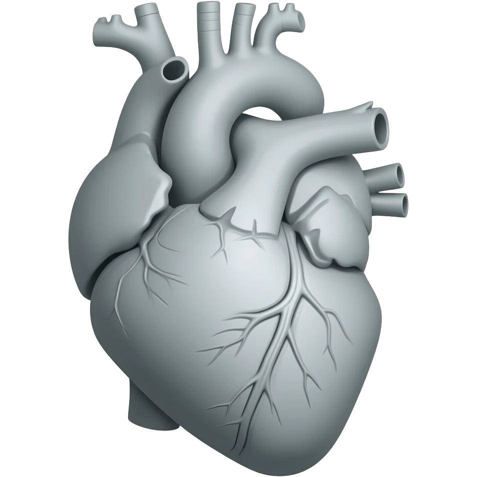 Gri kırılmış anatomik kalp emoji