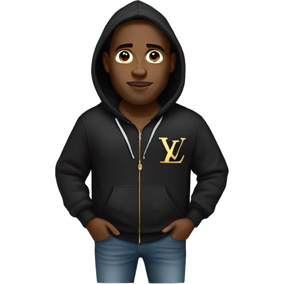 Heavy black guy wearing louis vuitton hoodie emoji