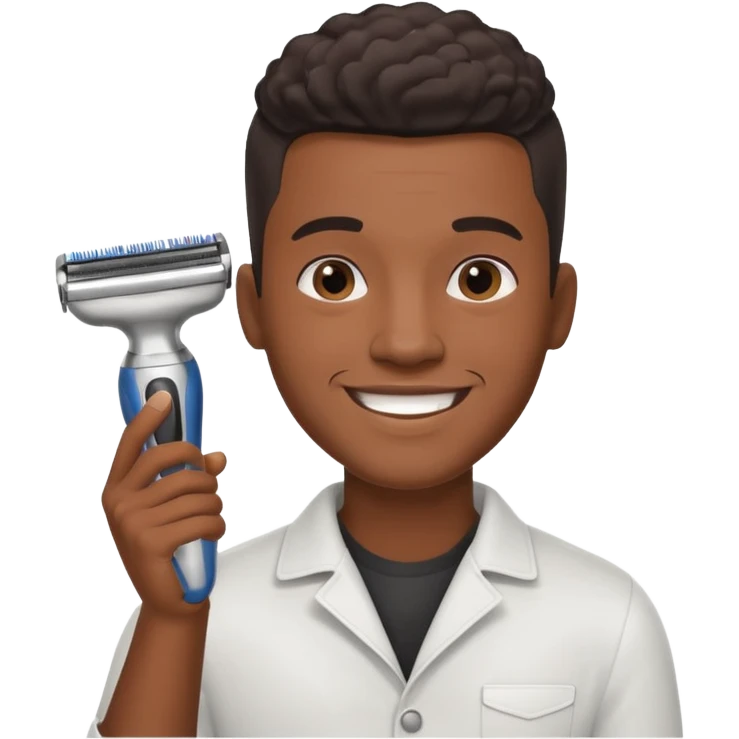 black hairdresser man with shaving machine emoji
