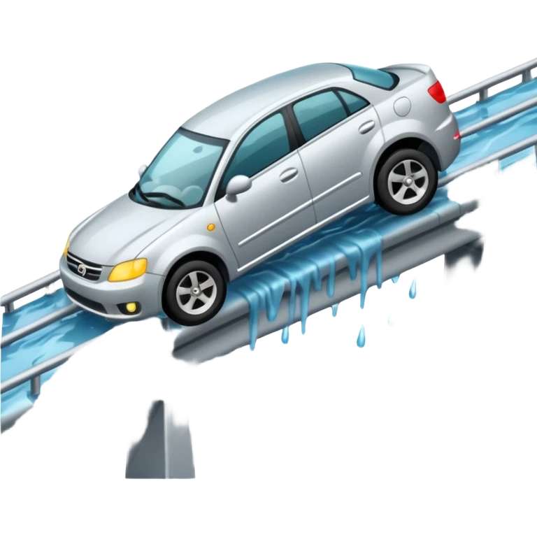 car falling off bridge in the rain emoji