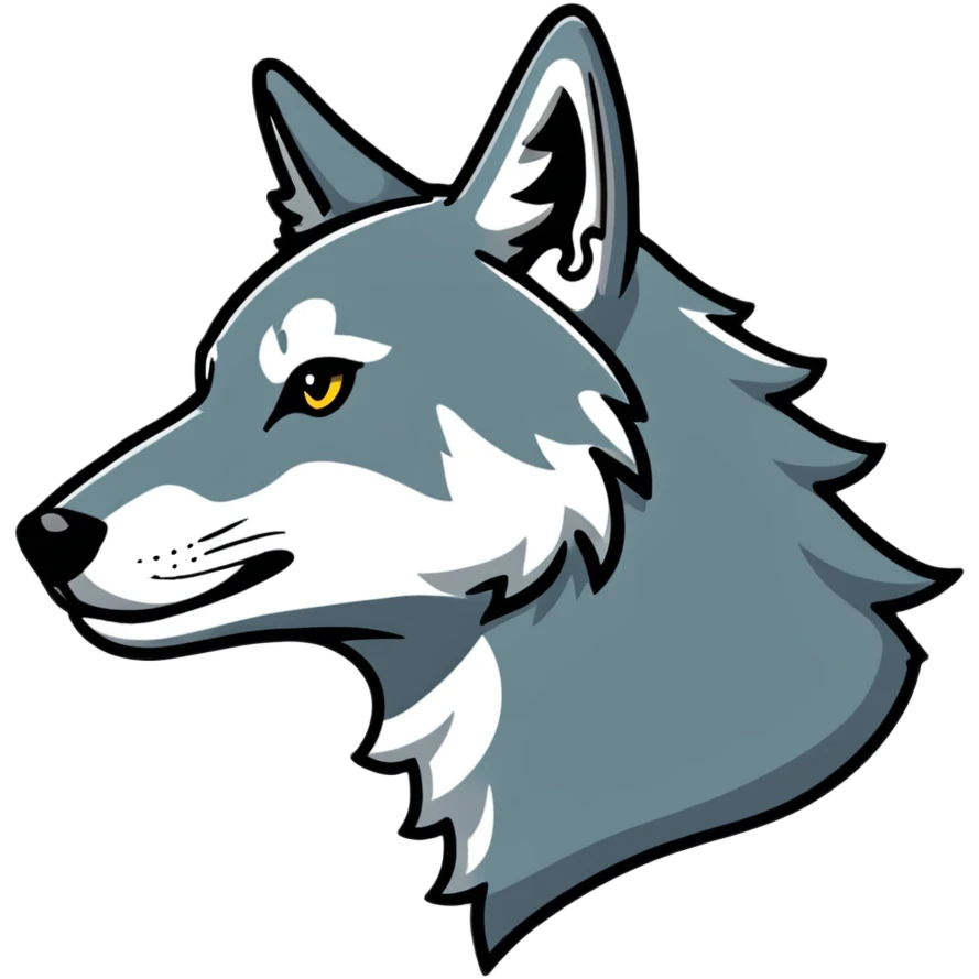 gray wolf profile, side view of head emoji