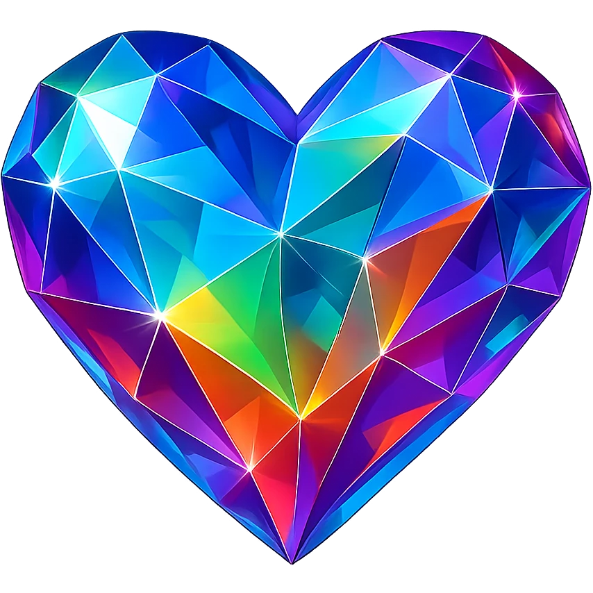 heart with a prismatic crystal look, clean digital illustration emoji