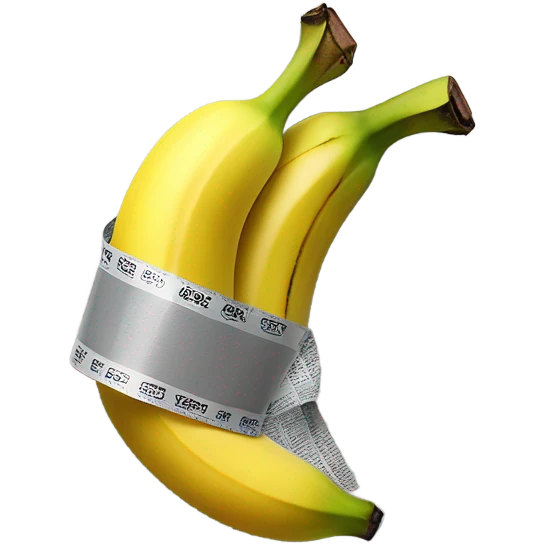 A banana that is duct taped to a wall emoji