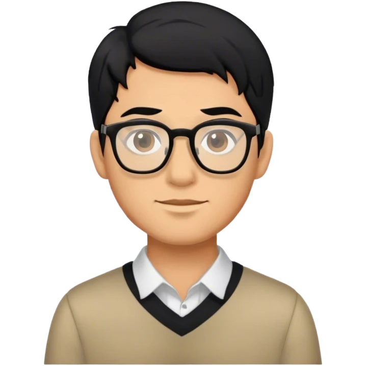 man with glasses black hair  emoji