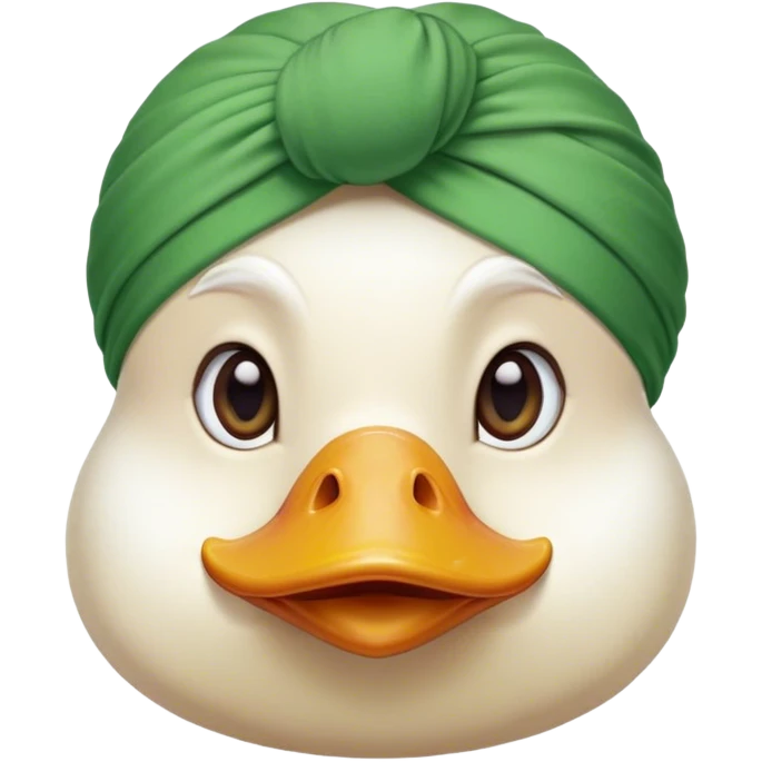 White duck face wearing green turban emoji