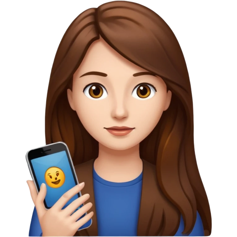Woman long hair using app on phone emoji