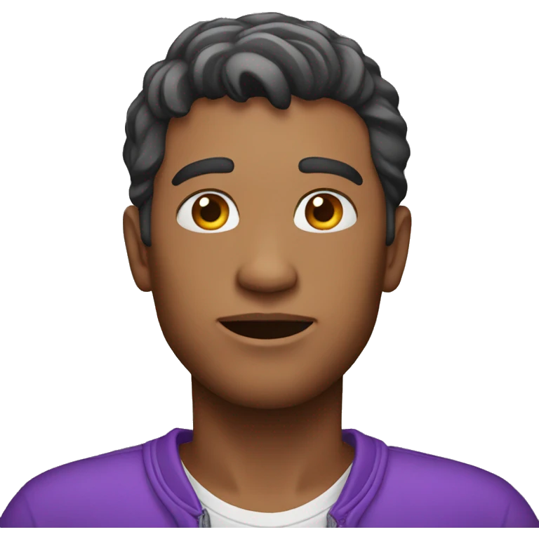 Men with purple outfit and heart  emoji