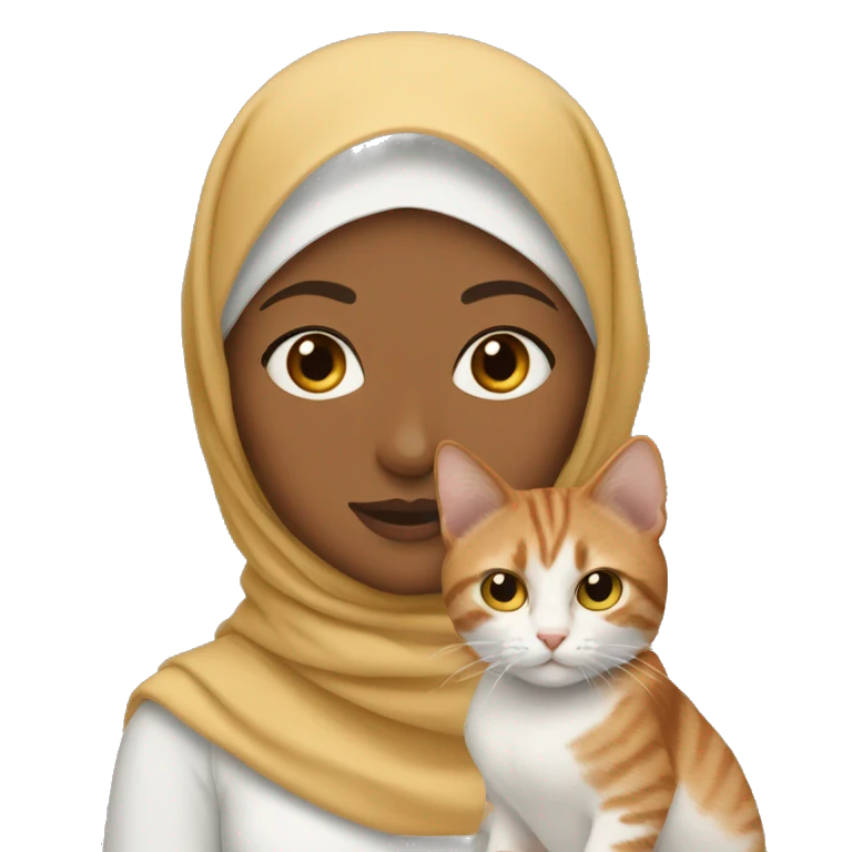 Hijabi girl with two cats, one ginger, one brown emoji