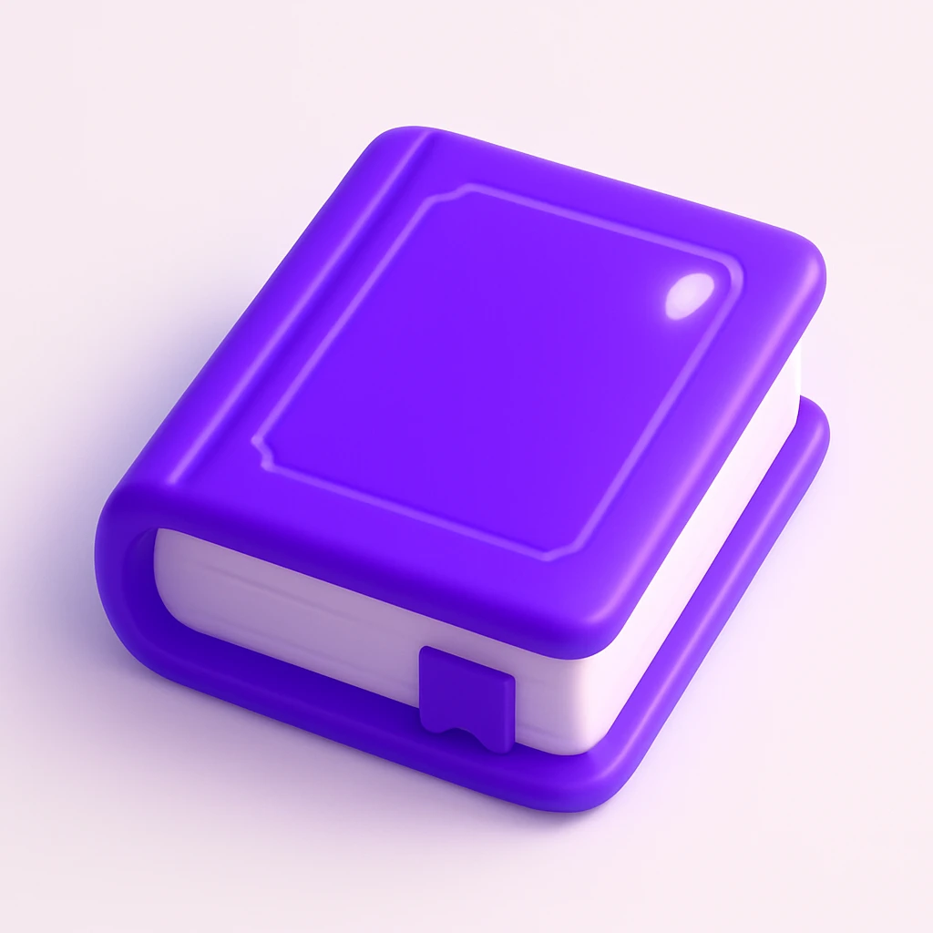 3D purple closed book with a glossy cover and subtle highlights emoji