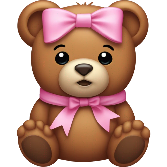 Pink bow on the side of a cute bear  emoji