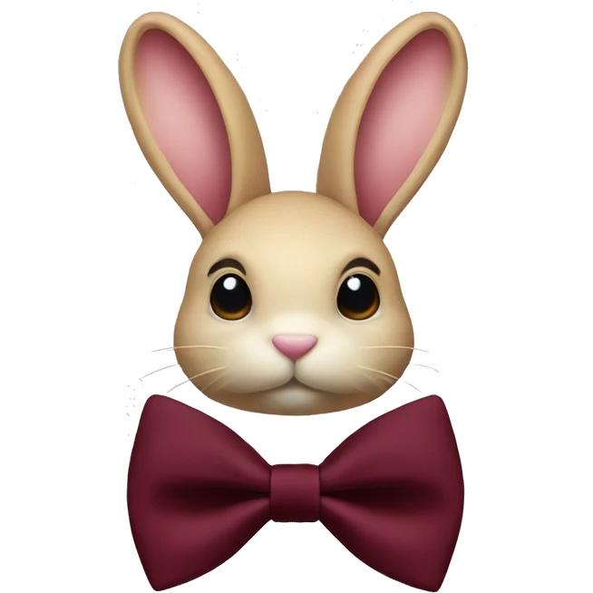 Crème bunny. Burgundy bow tie emoji