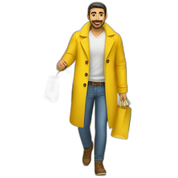Armenian men doing shopping  in yellow clothes  emoji