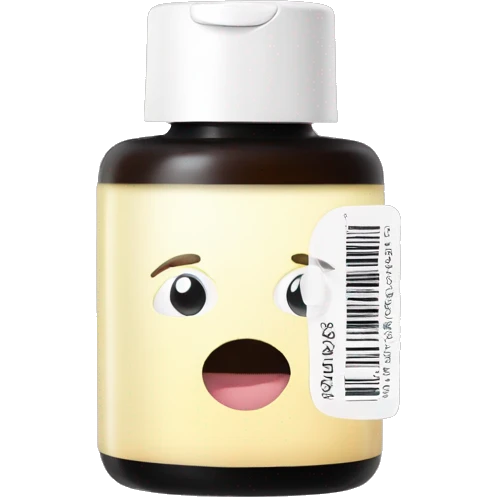 tiny facial exfoliant bottle with label emoji