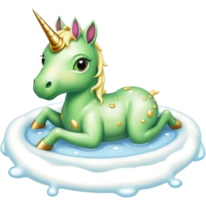 Unicorn being born from frog spawn emoji