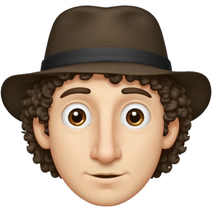 a guy with a huge nose short stringy curly hair and a small hat emoji