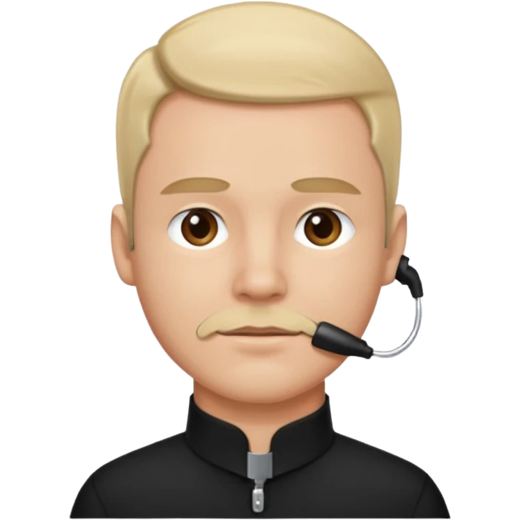 male in black collared shirt with chin strap  emoji