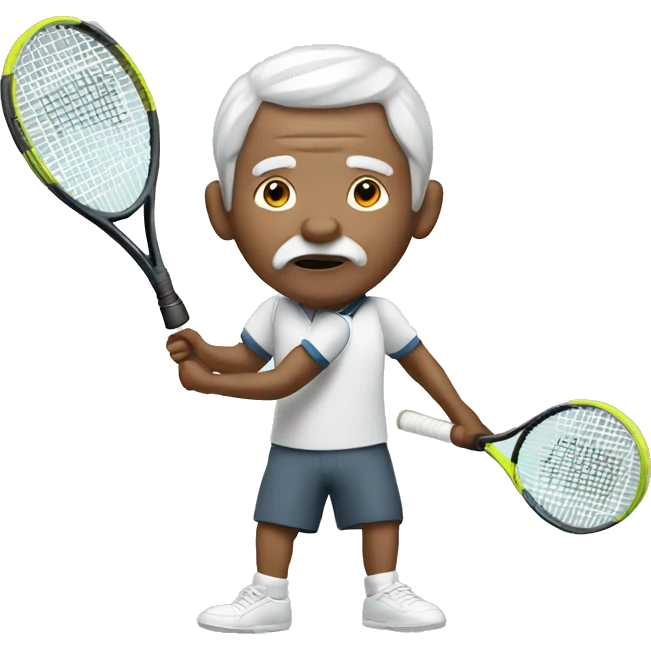Old white person playing tennis emoji