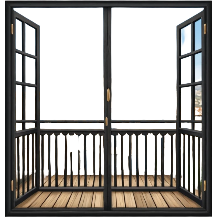 balcony with doors made out of wood emoji