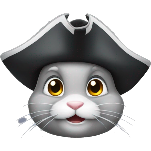 Gray bunny wearing a pirat hat emoji