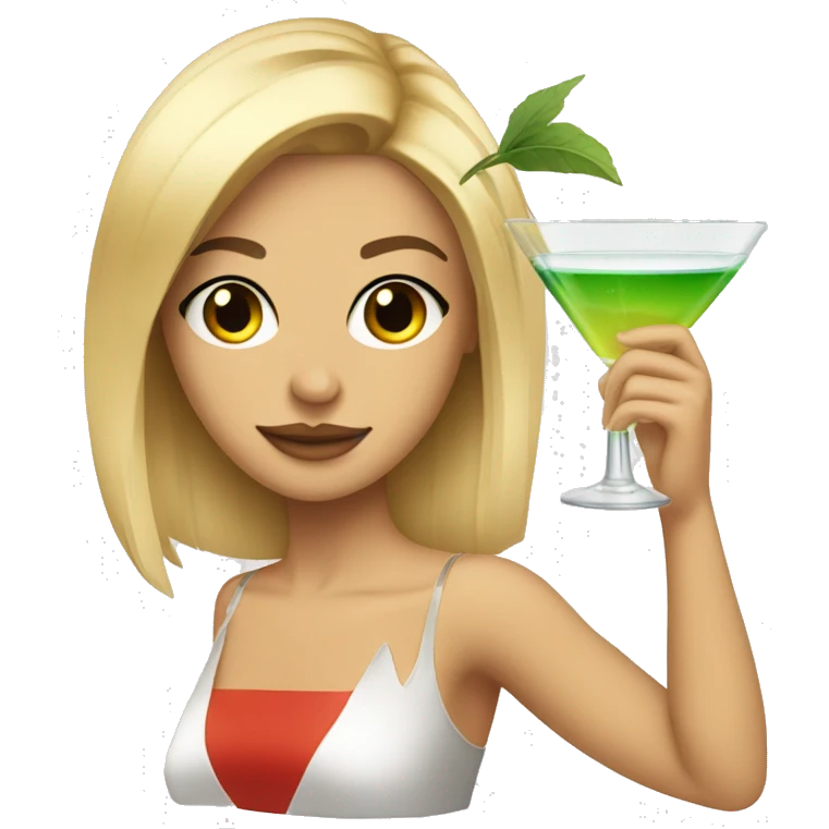 Blonde and straight hair girl sustaining cocktail emoji