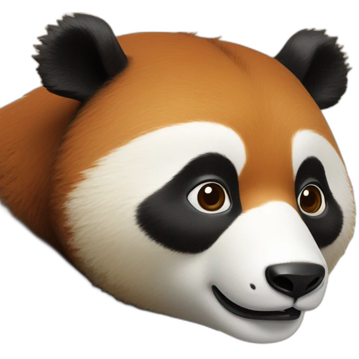 Un panda roux sur le dos d'un tanuki emoji