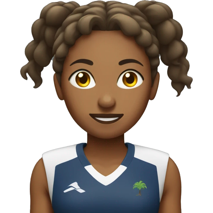 Ethiopian woman runner with curly hair in a pony tail emoji