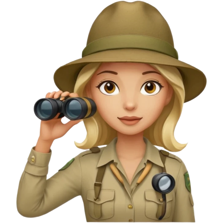 Woman + binoculars,Jungle Explorers. emoji