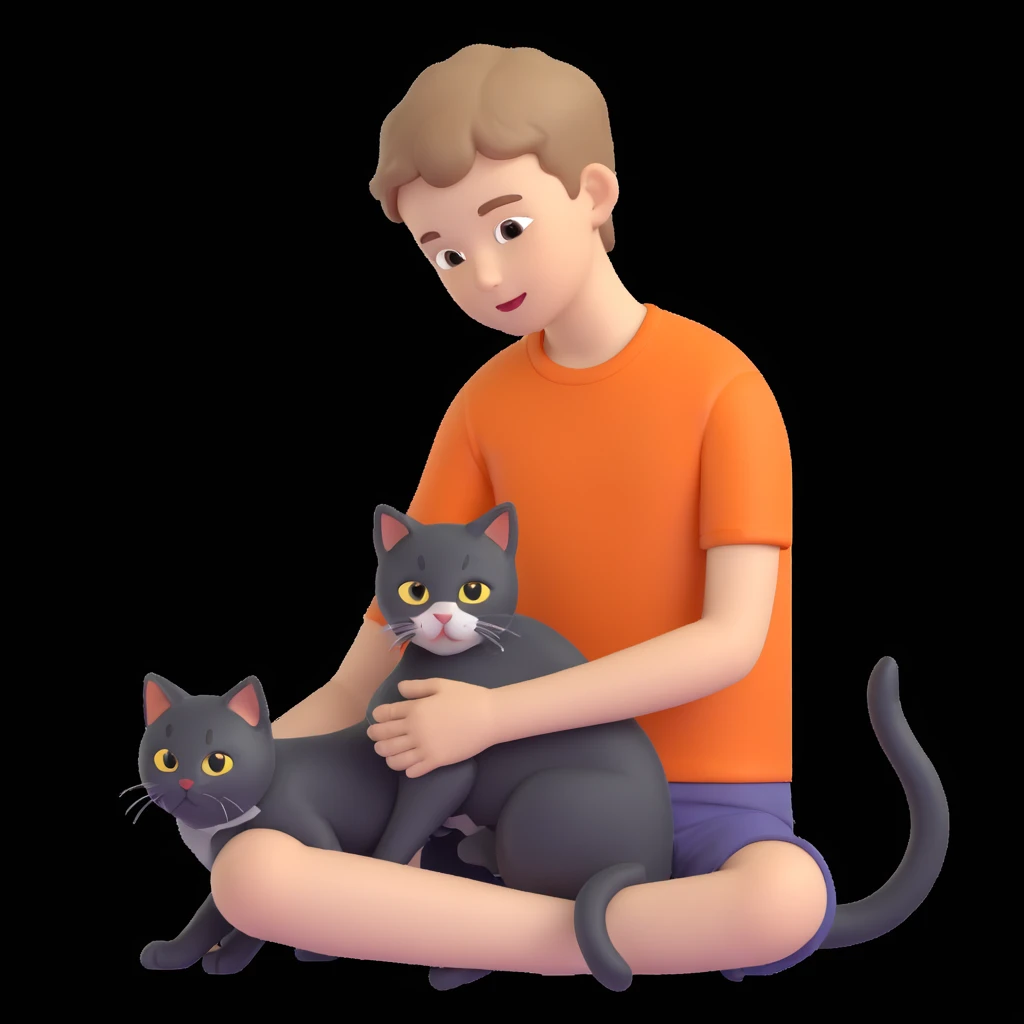 boy and cat pet emoji