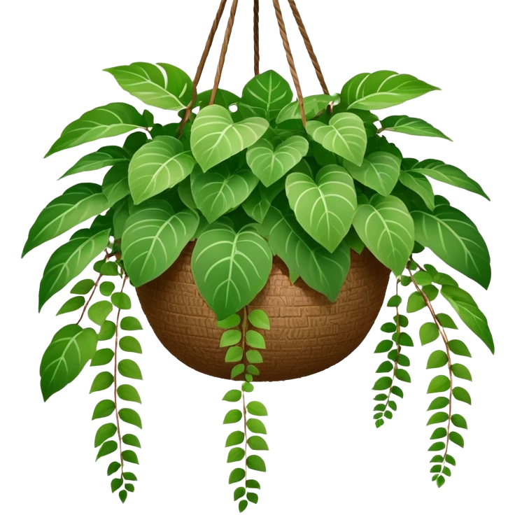 Plectranthus Verticillatus plant with round green leaves in a coconut fiber hanging basket emoji