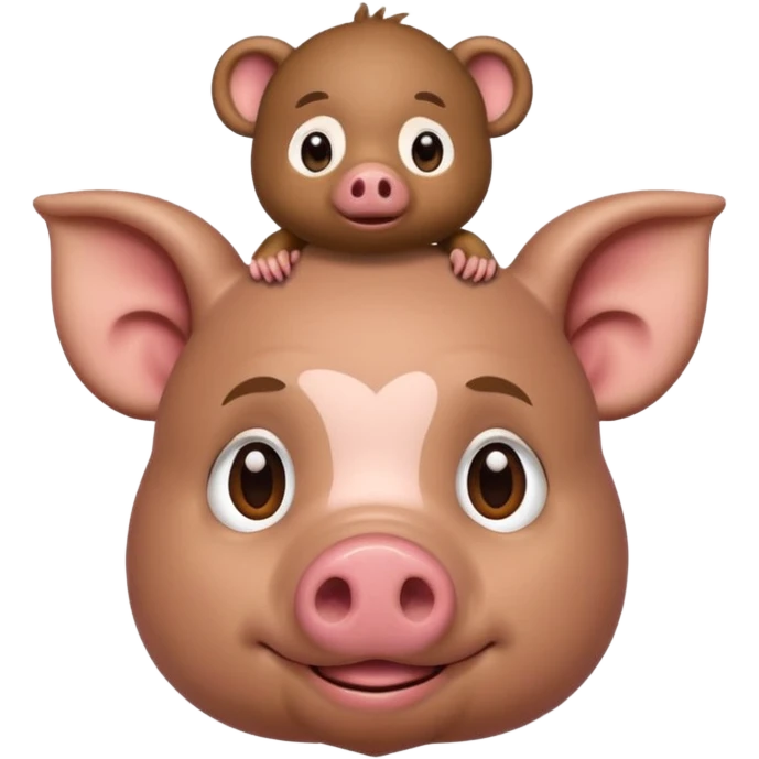 El cerdito de Moana con un monito en su cabeza emoji