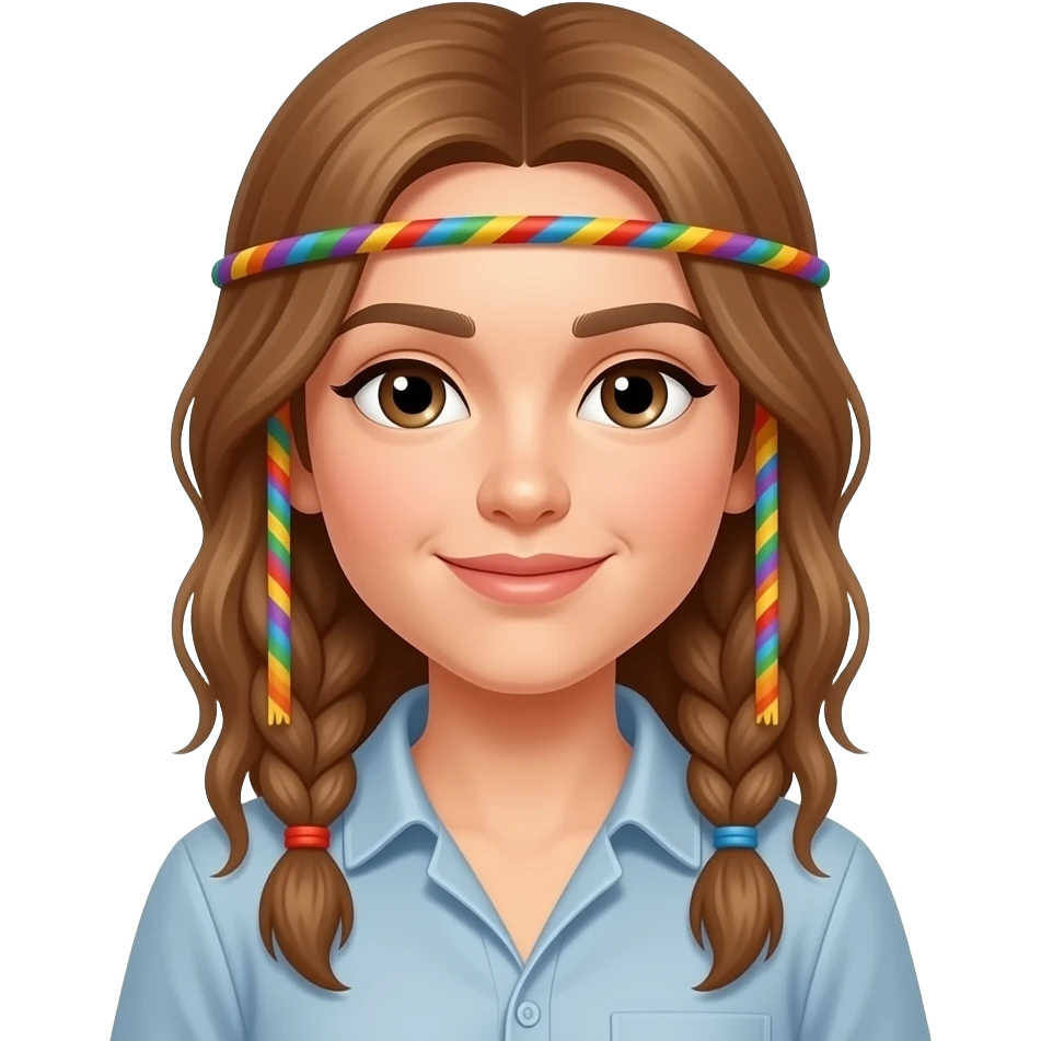Rainbow Hippie light brown hair with braids emoji