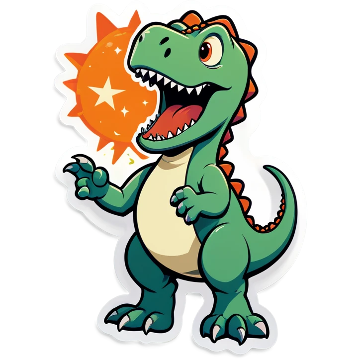 Dino saying Ruh roh as meteor comes emoji