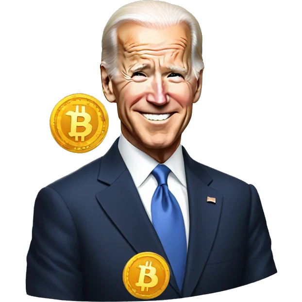 President Biden holding a Bitcoin emoji