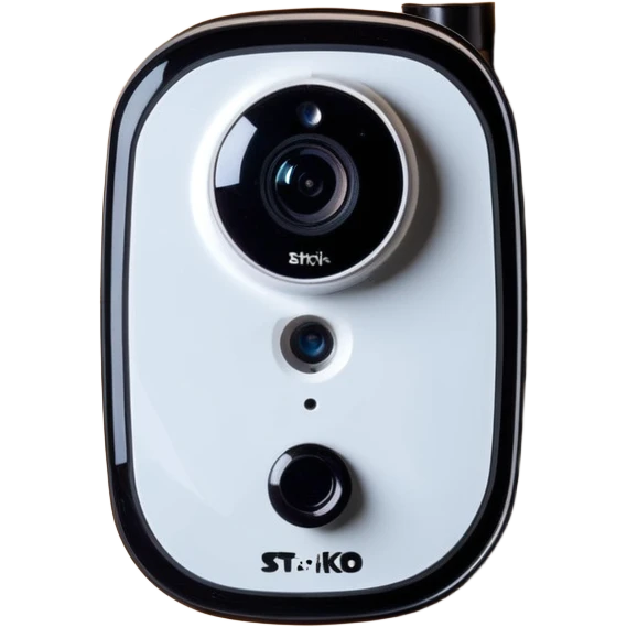 sleek security IP camera with glossy finish and modern lens mounted on wooden wall emoji