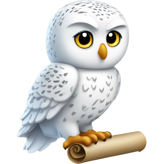 Snowy Owl with Scroll emoji