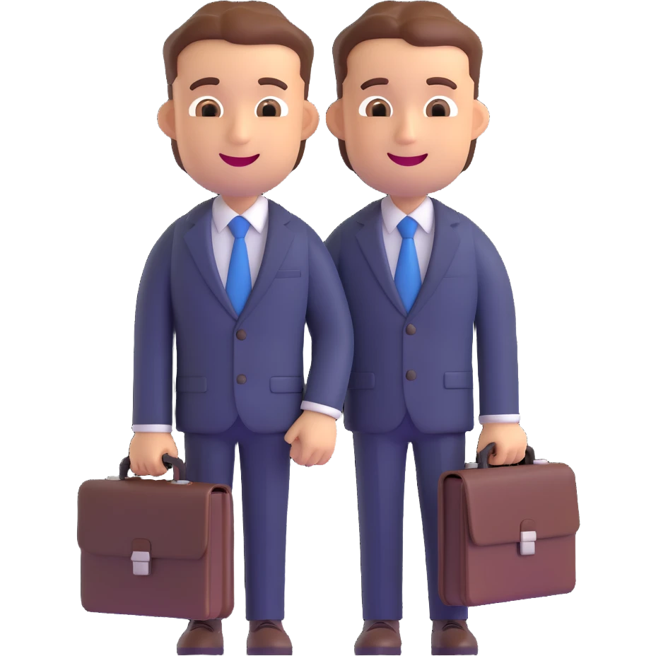 salesman emoji, professional, friendly, wearing a suit, holding a briefcase, cheerful expression emoji