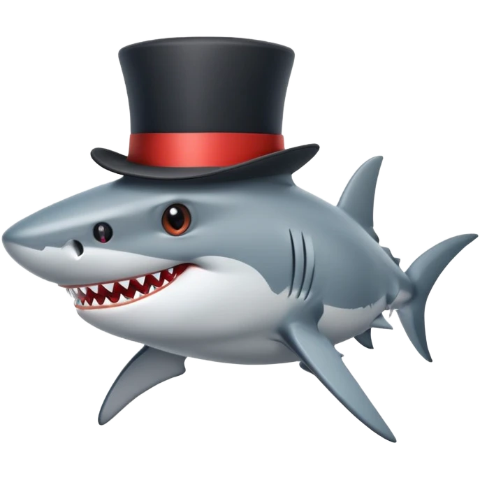 Shark with a top hat emoji