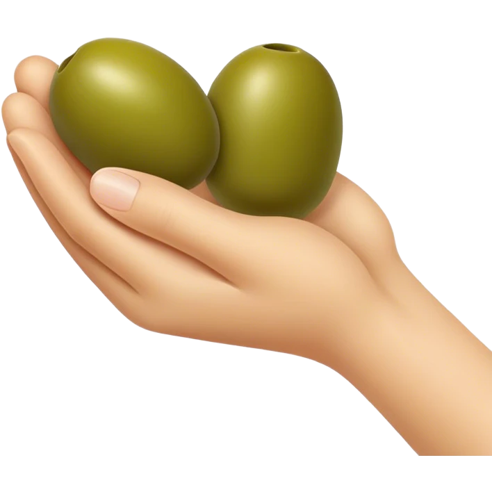 Hand catches green olive emoji