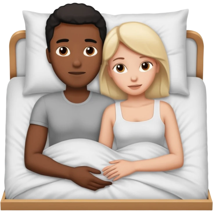 black male white female in bed emoji