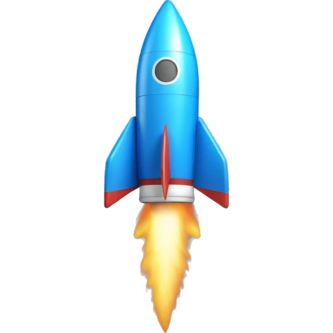 "Blue Ribbon" coloured rocket emoji