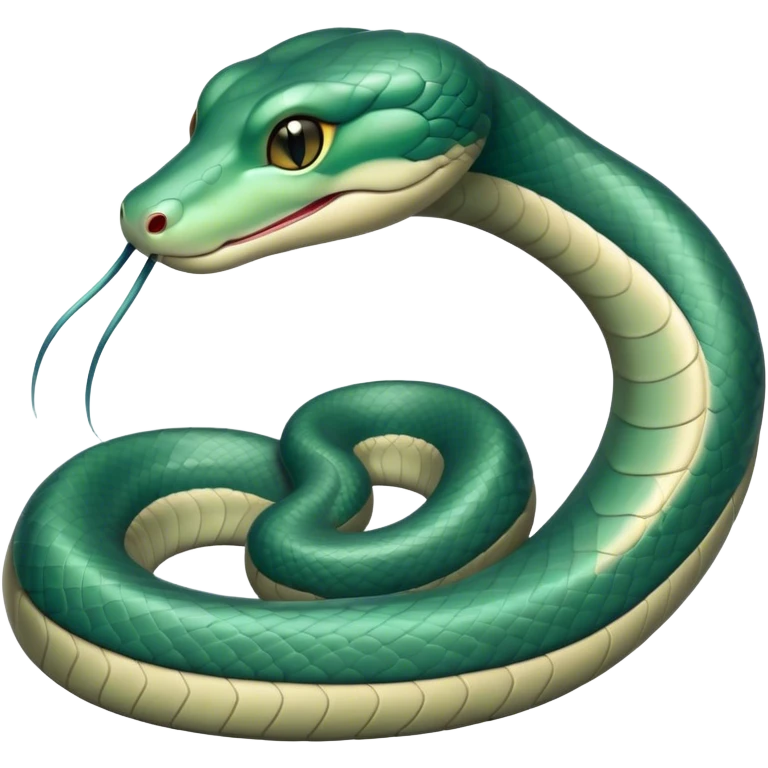 Cinematic Noble Chinese Water Snake Portrait Emoji, Poised and graceful, with a slender, sinuous build and a sleek, iridescent coat of muted greens and blues, deep-set soulful eyes, Simplified yet sharp and sophisticated features, highly detailed, glowing with a soft, dignified aquatic glow, high shine, intelligent and fluid, stylized with an air of waterborne elegance, focused and attentive, soft glowing outline, capturing the essence of a watchful and confident water snake that feels as though it could glide out of the screen with effortless authority! emoji