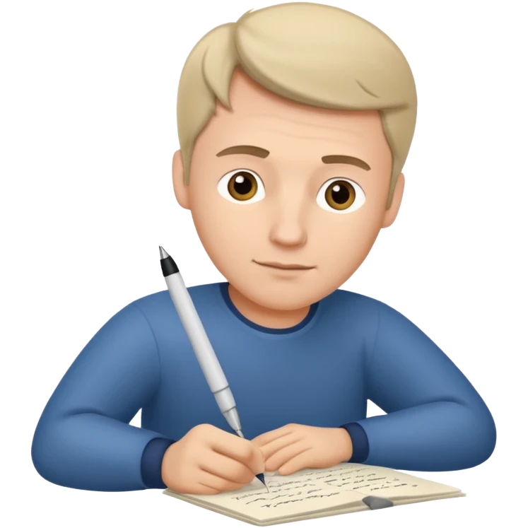caucasian man writing in the script emoji
