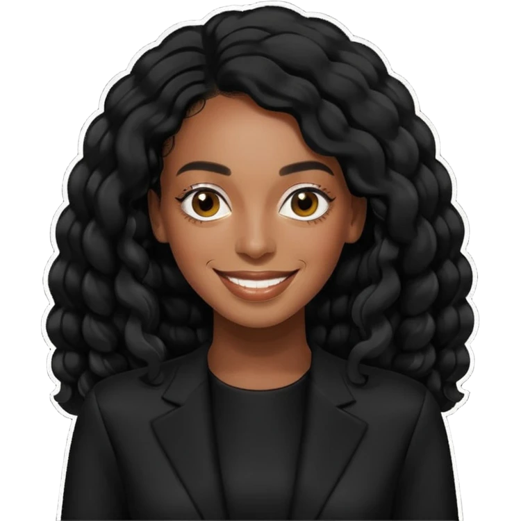 Solange, black long hair, black outfit emoji