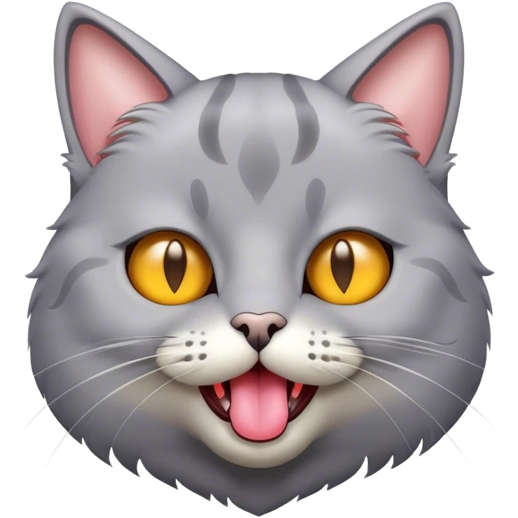 Grey cat sticks out the tongue emoji