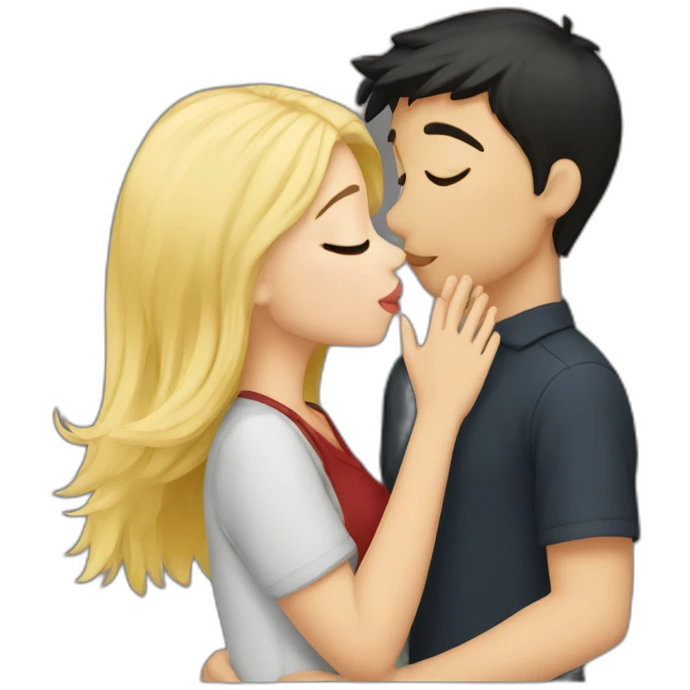 Blondie Girl kissing boy with dark hair emoji