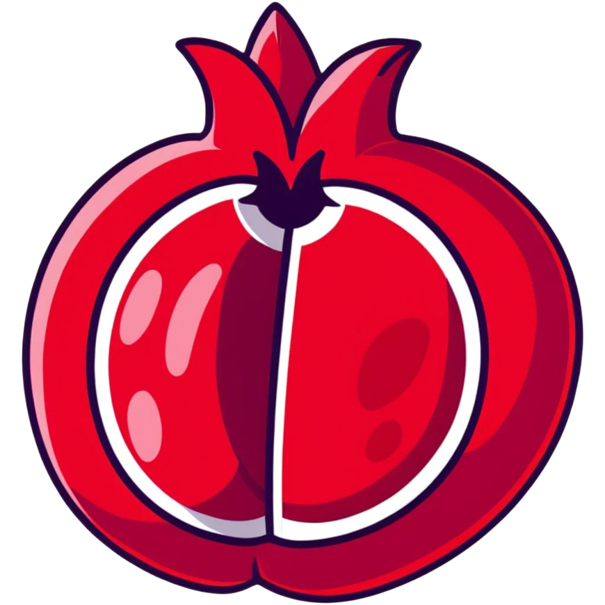 cut-open pomegranate showing the shiny, ruby-red seeds inside emoji