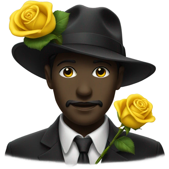 Black fedora with a yellow rose emoji